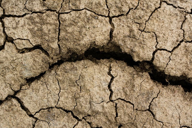 Diep gebarsten, droge grond als gevolg van een ernstige droogte